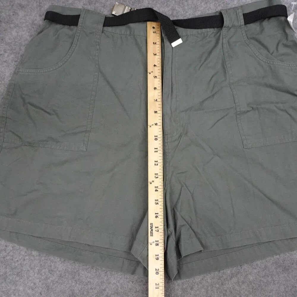 Fashion Bug Shorts Womens 24W Green Belted High Rise Plus Pockets Hot Pants